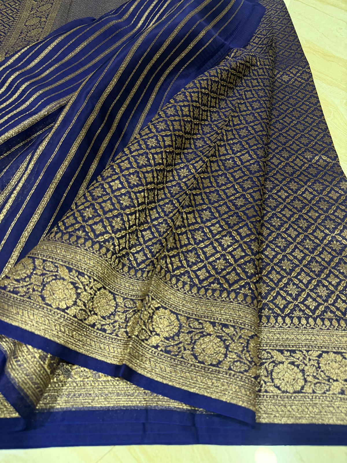 Pure Handloom Kora Brocade Banarasi Saree