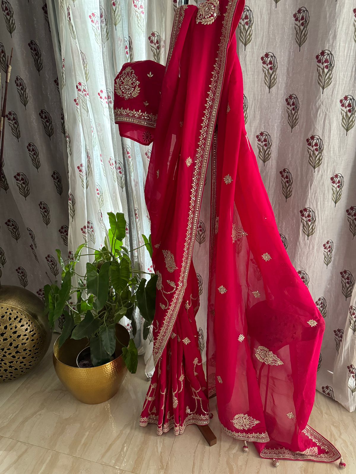 Designer Organza Saree with Gotta Patti Embroidery
