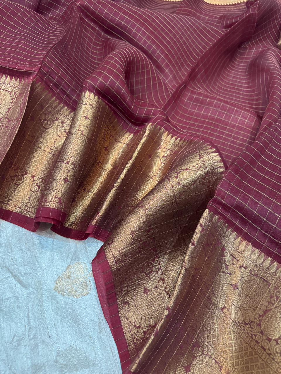 Pure Handloom Kora Banarasi Saree