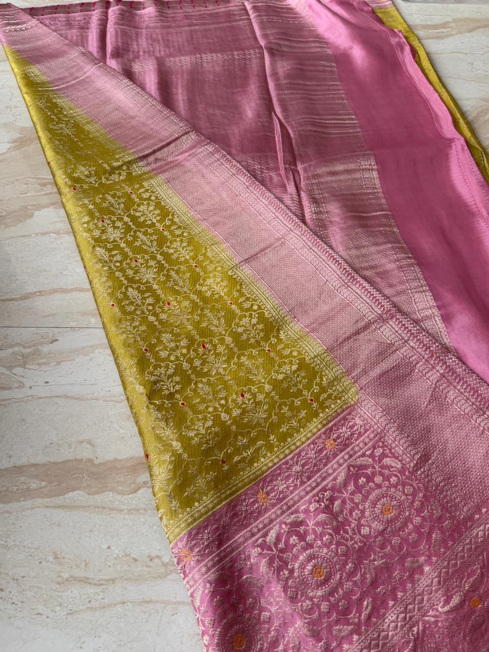 Pure Mysore Brocade Crepe Silk Saree Zari Weave
