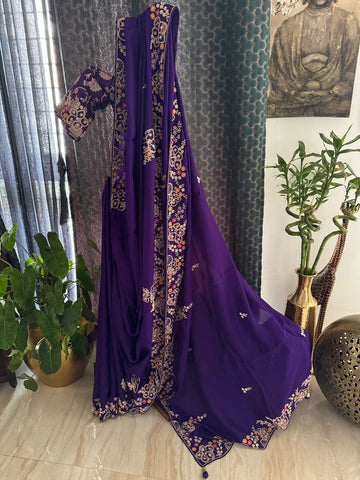 Pure Soft Organza Designer Saree With Zardozi Embroidery
