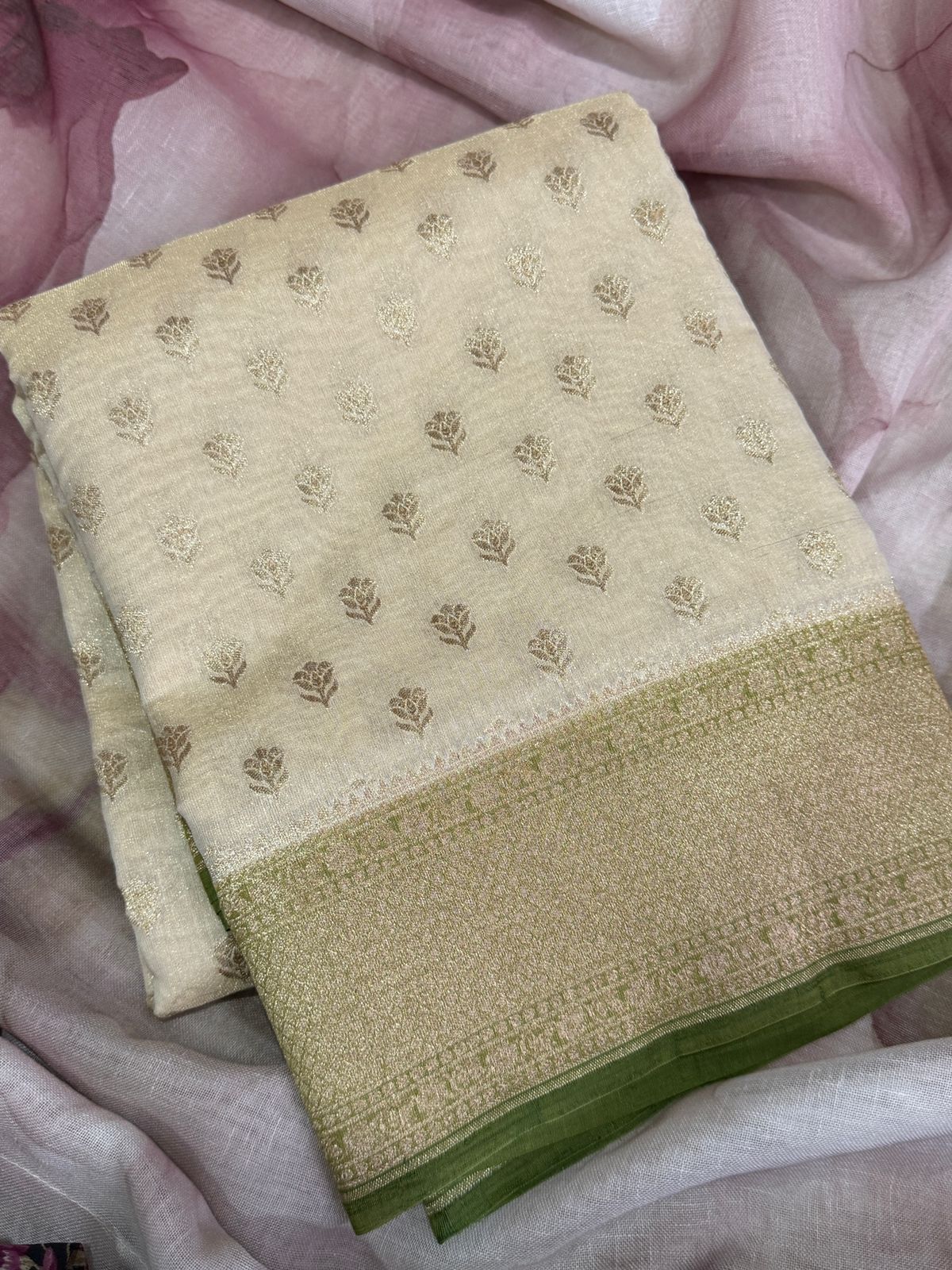 Banarasi Chanderi Soft Tissue Silk Saree With Zari Butta All Over