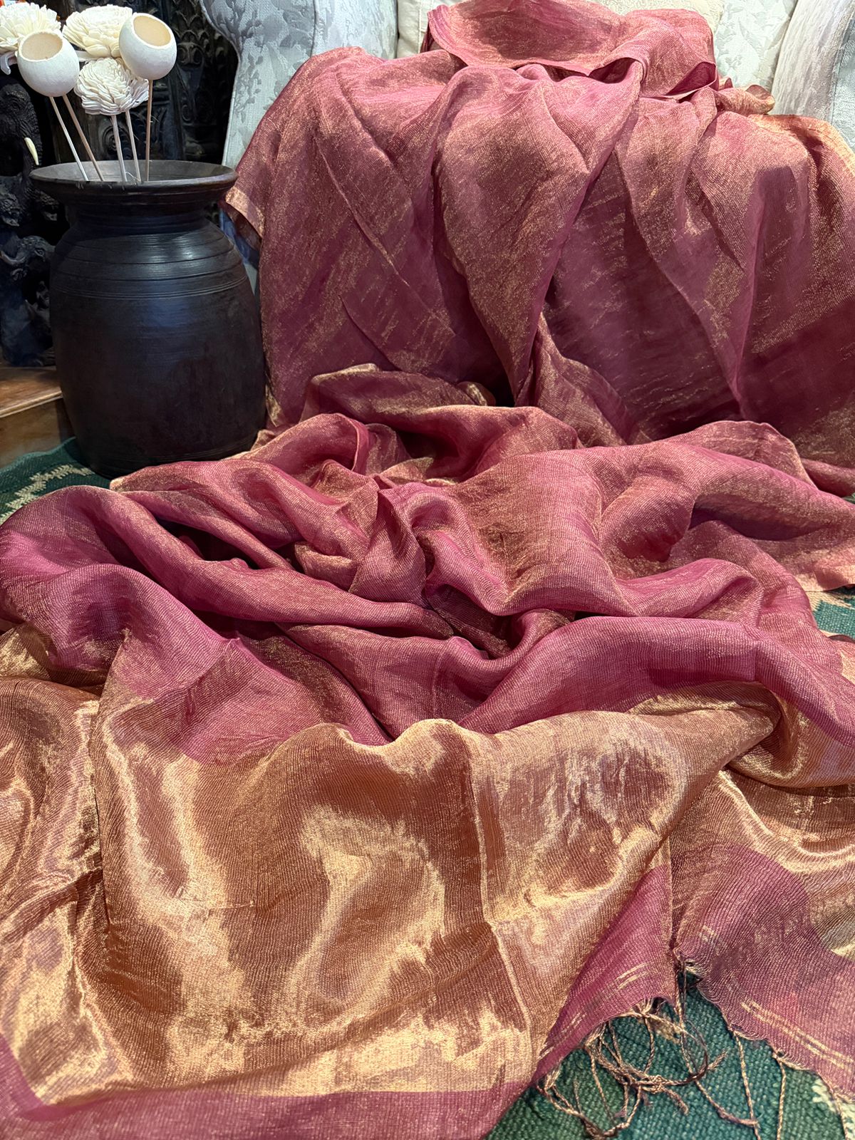 Pure Linen Tissue Silk Saree