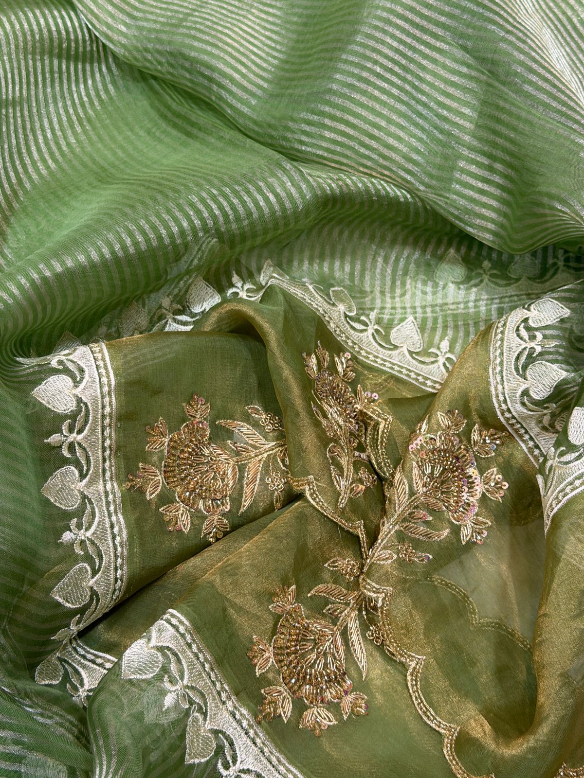 Designer Banarasi Soft Tissue Silk Saree with Rich Zardozi Work