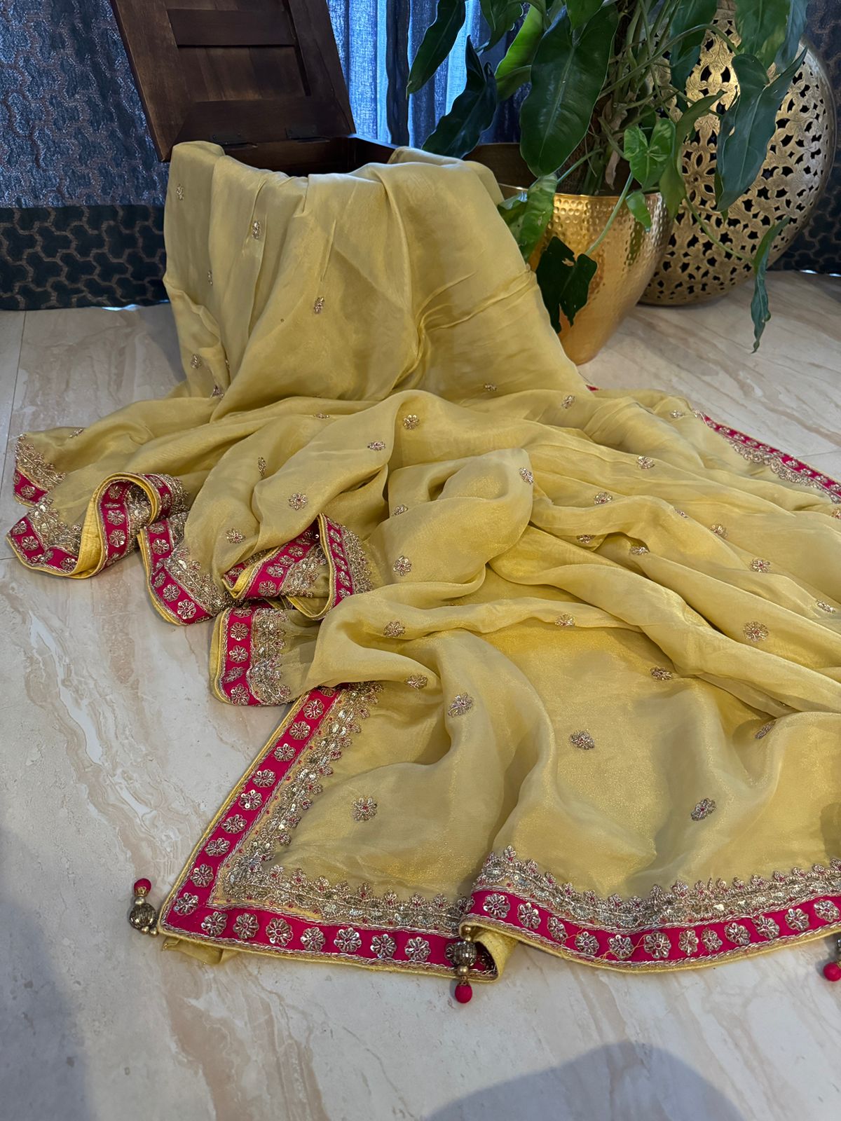 Designer Soft Tissue Silk  Zardozi Embroidery Saree