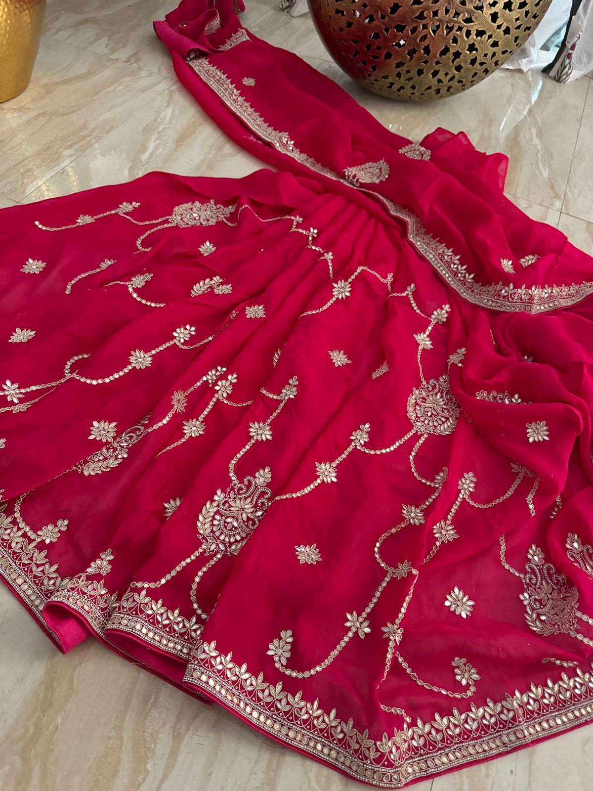 Designer Organza Saree with Gotta Patti Embroidery