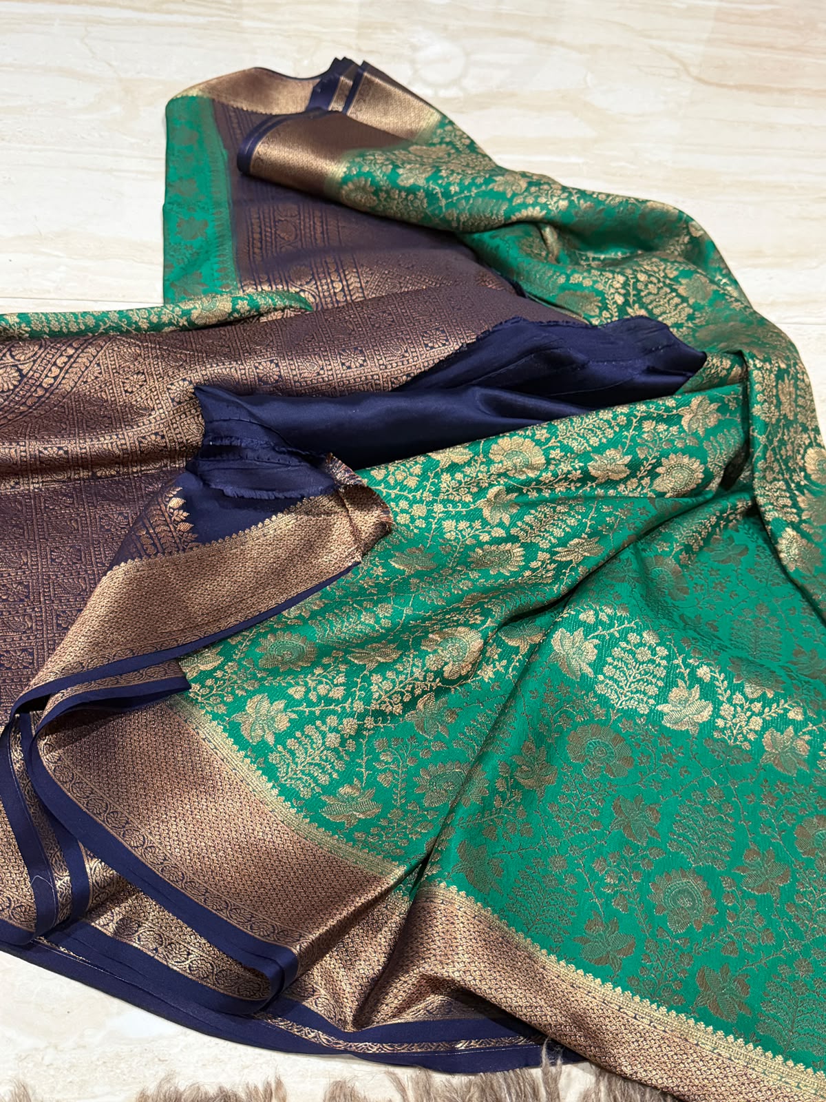 Mysore Brocade Crepe Silk With Antiq Zari Weave