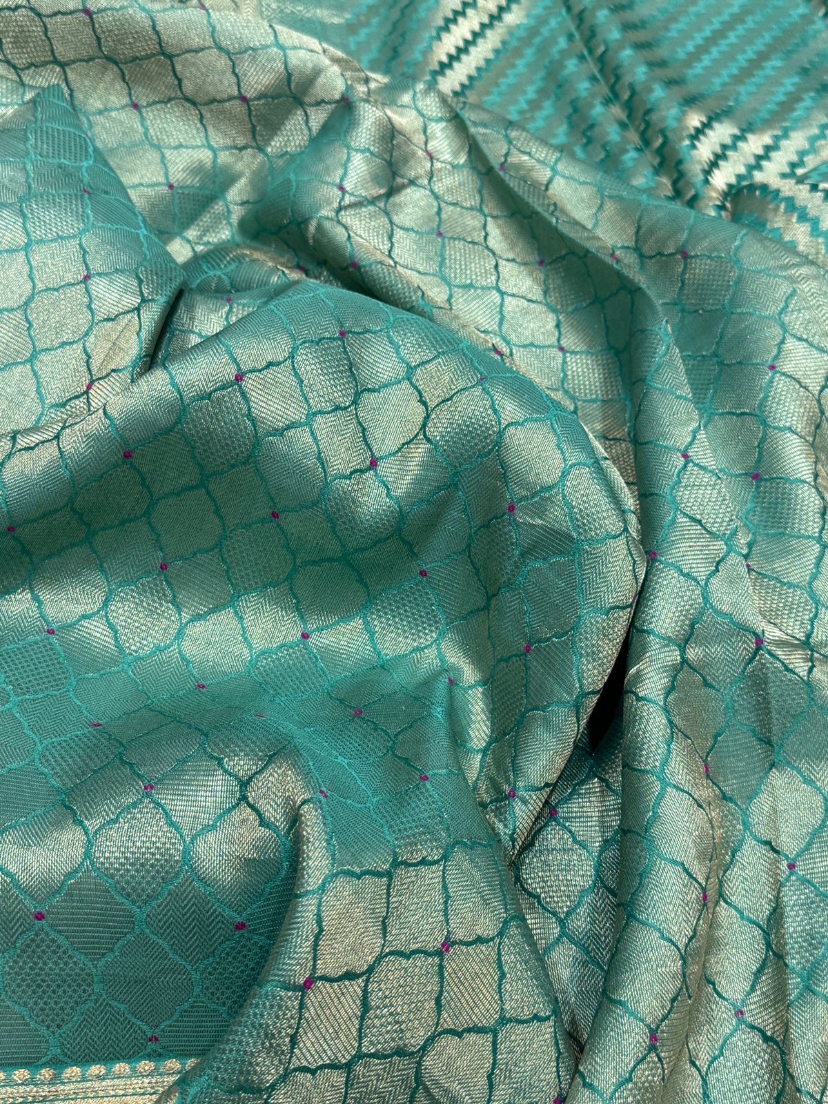 Pure Mysore Brocade Crepe Silk Saree With Meenakari Weave
