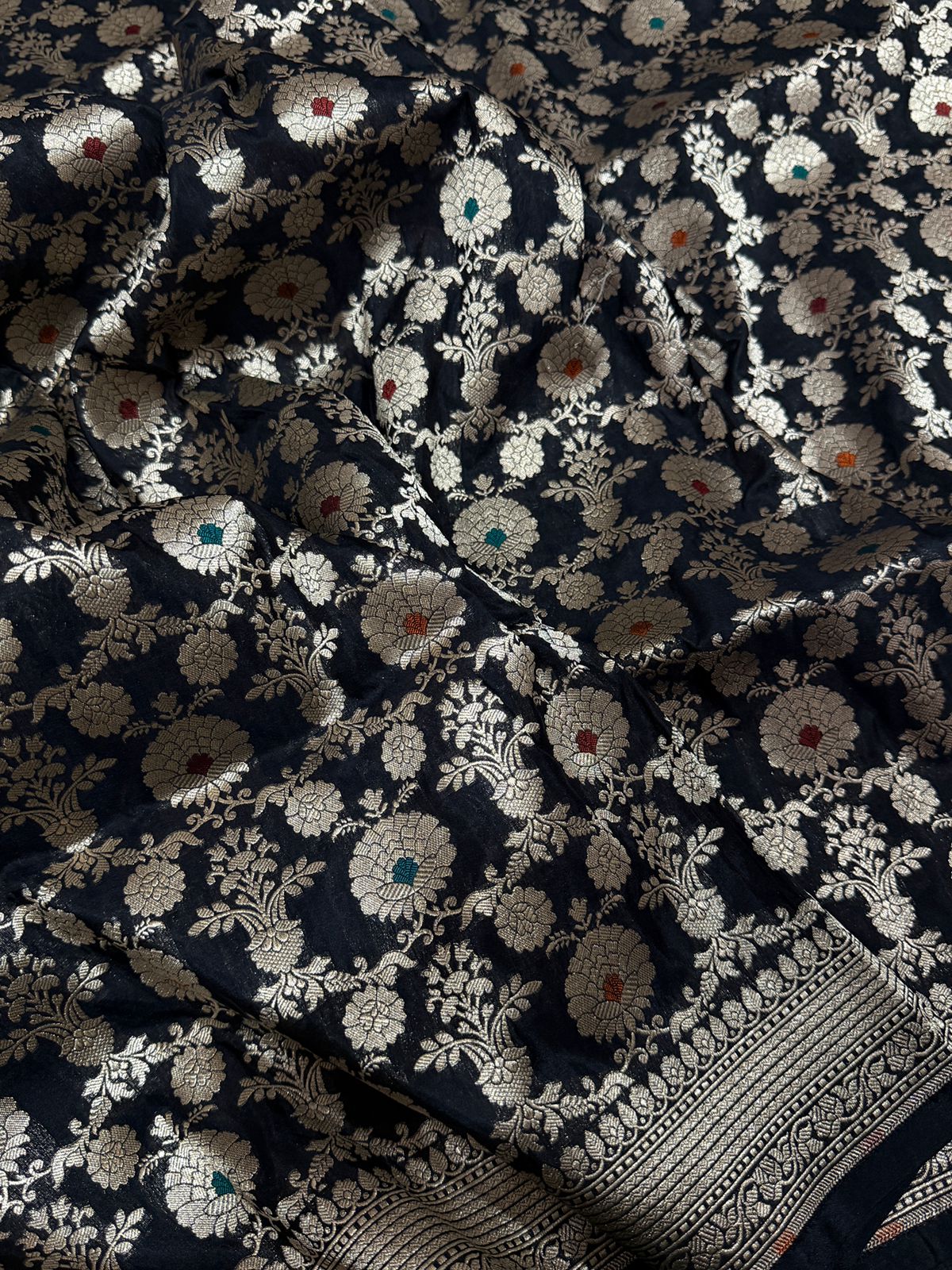 Pure Handloom Katan Banarasi Meenakari Weave