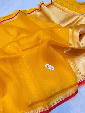 Pure Handloom Kora Banarasi Saree With Zari Weave