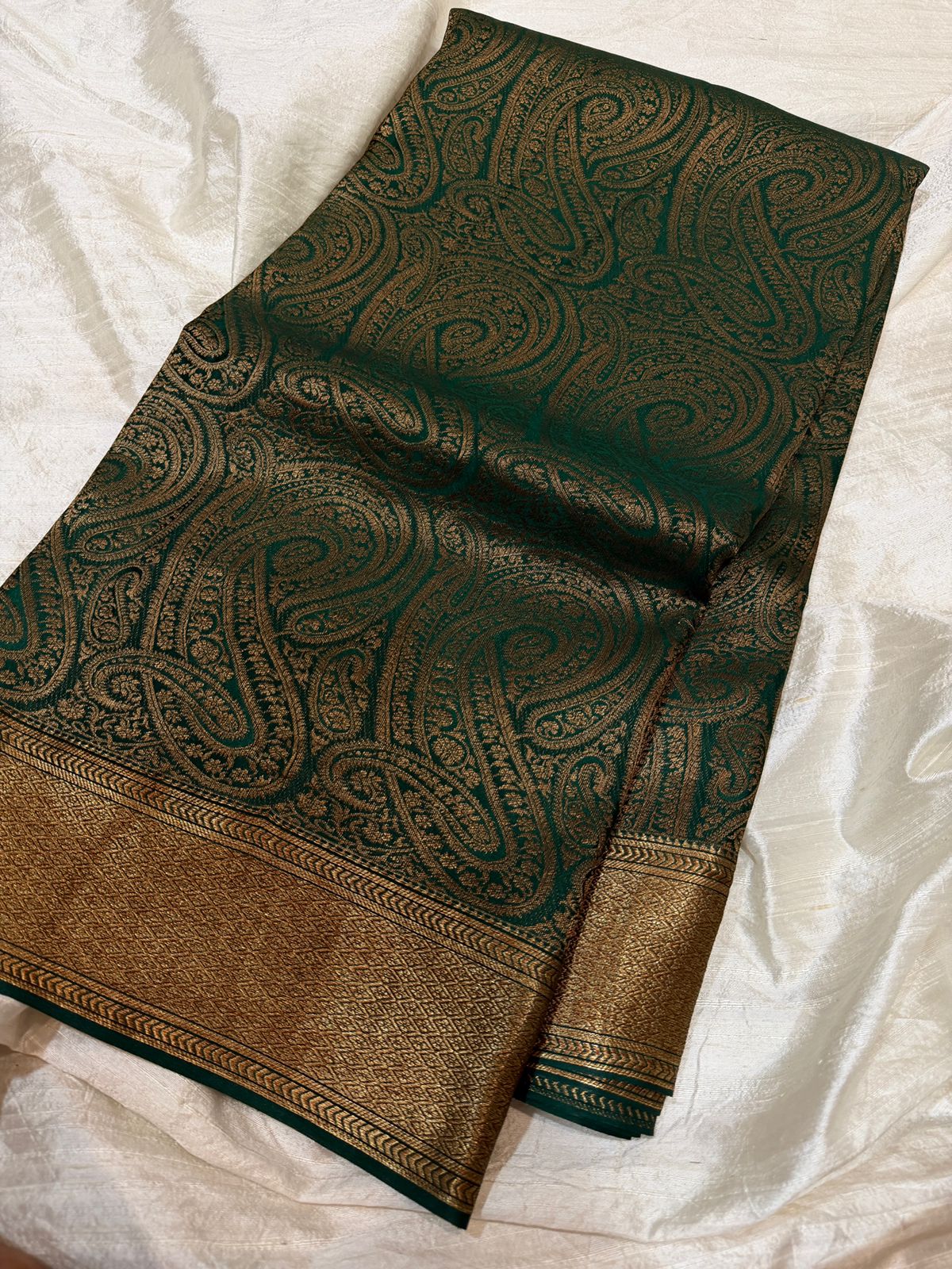 Pure Mysore Brocade Crepe Silk Saree With Antiq Zari