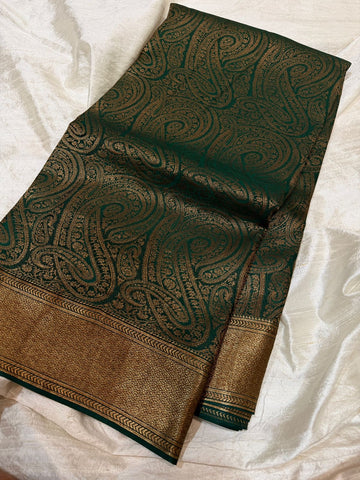 Pure Mysore Brocade Crepe Silk Saree With Antiq Zari
