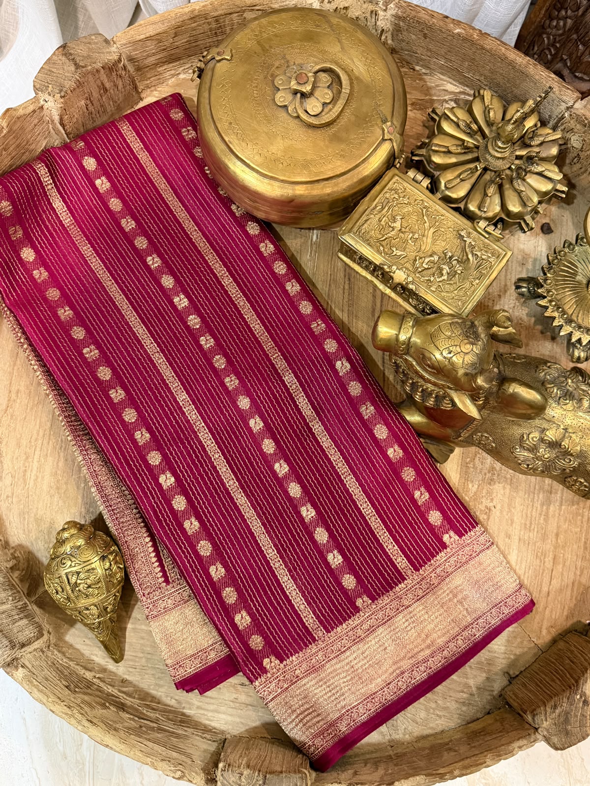 Mysore Brocade Crepe Silk With Zari Weave All Over