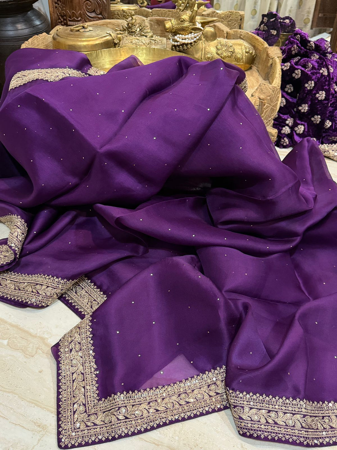 Sabyasachi-Inspired Organza Saree with Embroidery Border