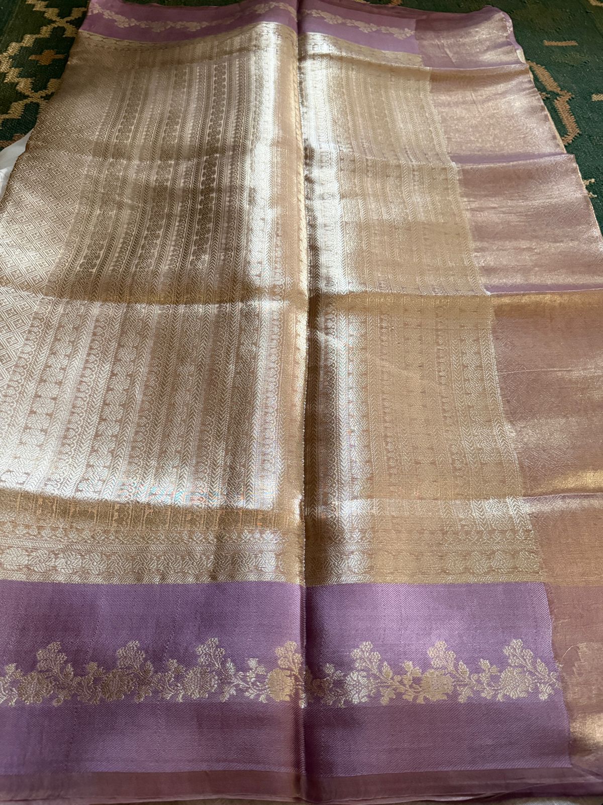 Banarasi Soft Brocade Tissue Silk Saree With Satin Patta Border