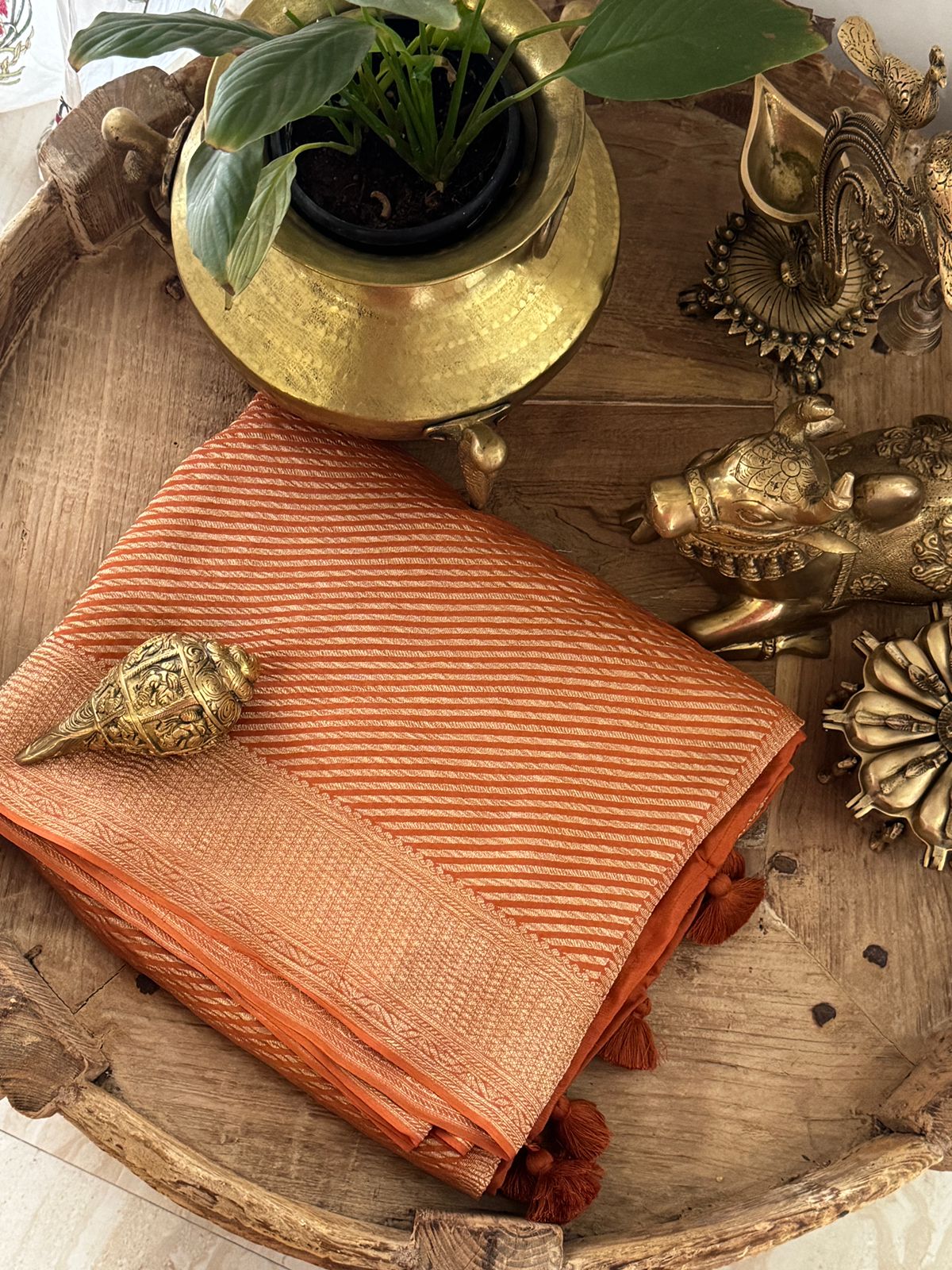 Leheriya Weave Mysore Crush Tissue Silk Saree