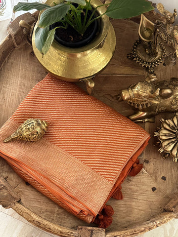 Leheriya Weave Mysore Crush Tissue Silk Saree