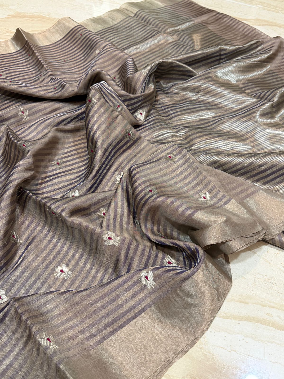 Pure Handloom Chanderi Pattu Tissue Silk Saree