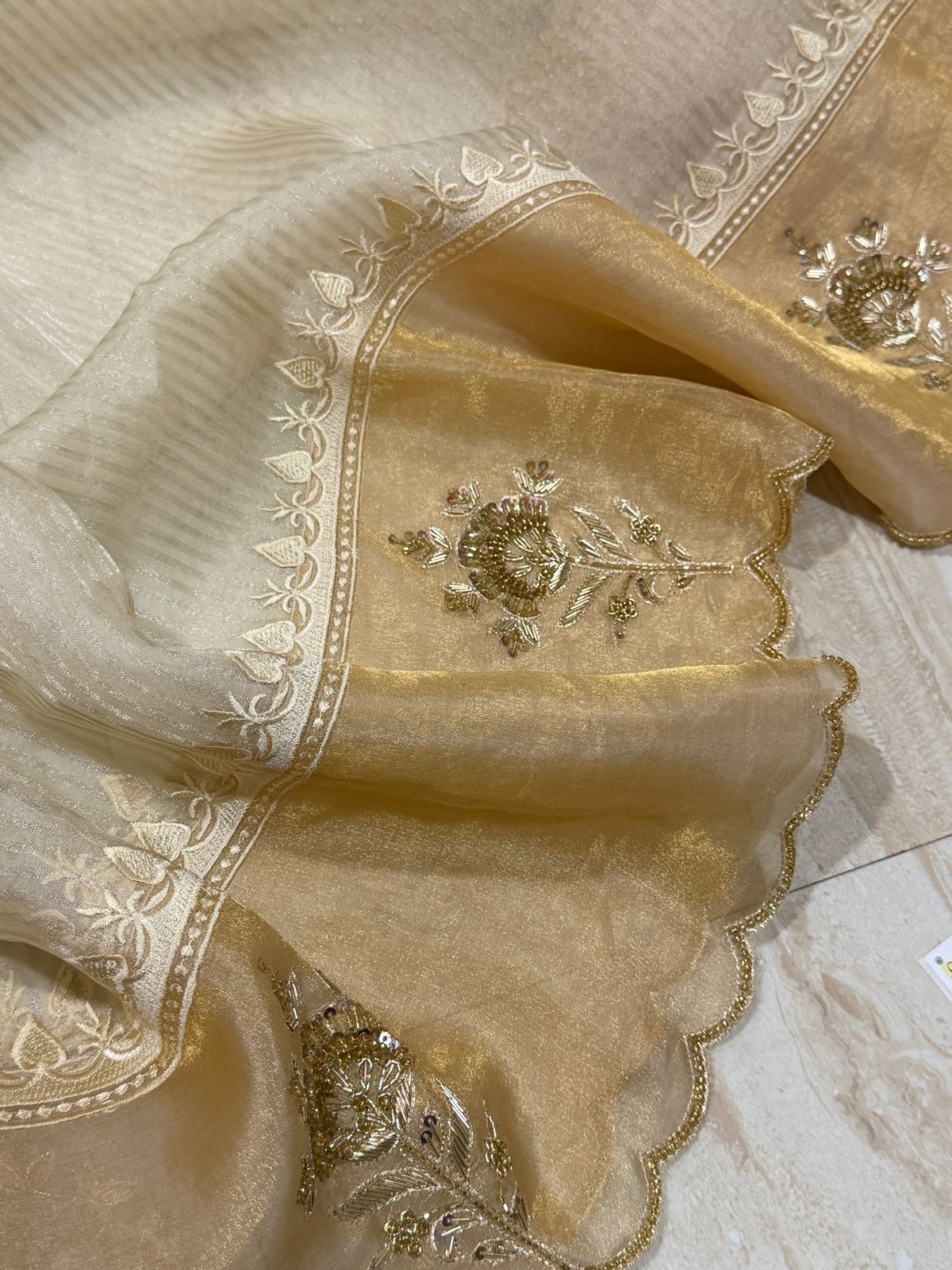 Designer Banarasi Soft Tissue Silk Saree with Rich Zardozi Work