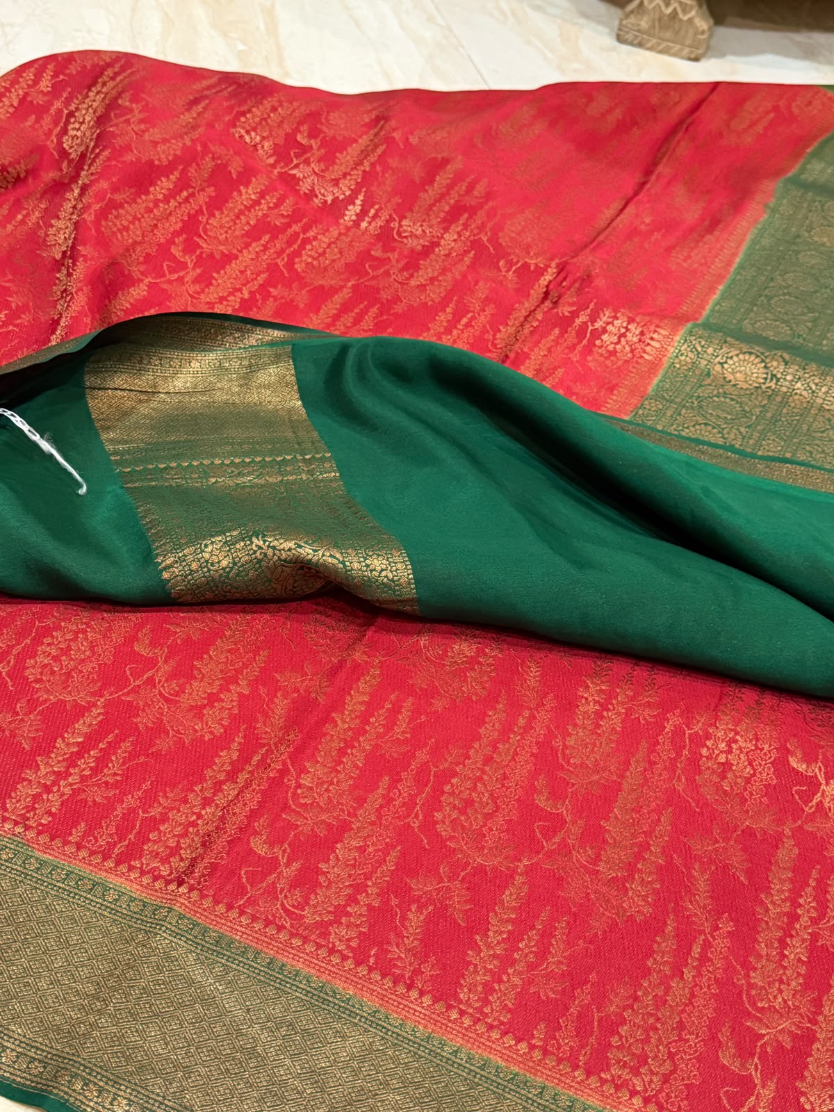 Mysore Brocade Crepe Silk Saree with Antique Zari Weave – Chap Dye