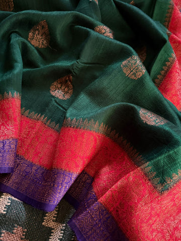 Pure Tussar Raw Silk Banarasi Saree