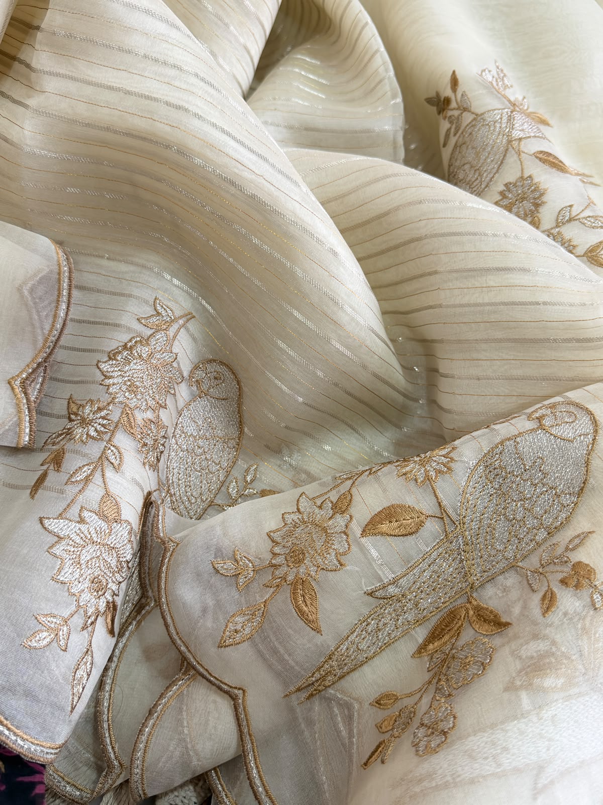 Pure Organza Silk Saree With Beautiful Embroidery