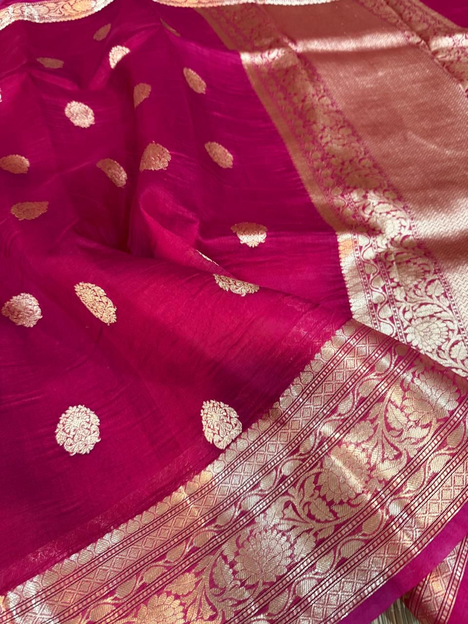 Pure Handloom Kora Banarasi Silk Saree