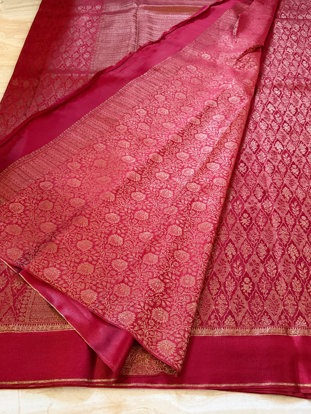 Pure Mysore Brocade Crepe Silk Satin Patta Border Saree With Antiq Zari Weave