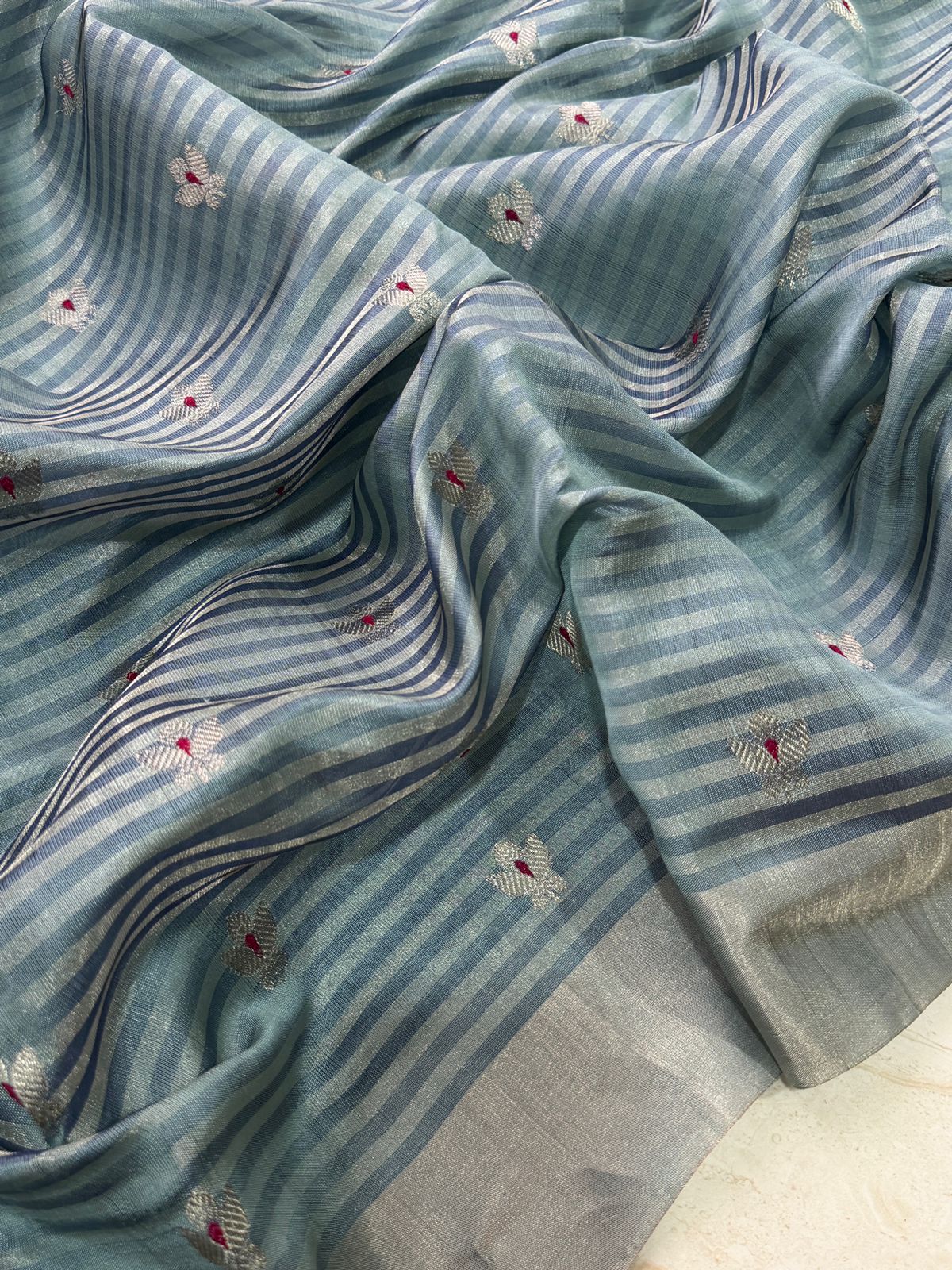 Pure Handloom Chanderi Pattu Tissue Silk Saree