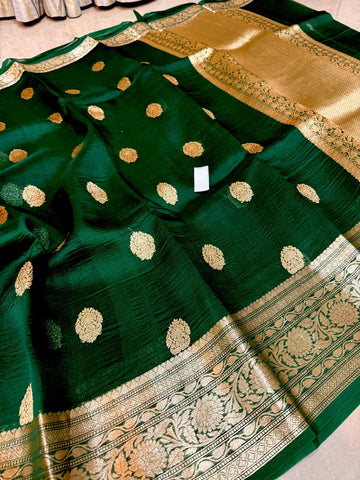 Pure Handloom Kora Banarasi Silk Saree