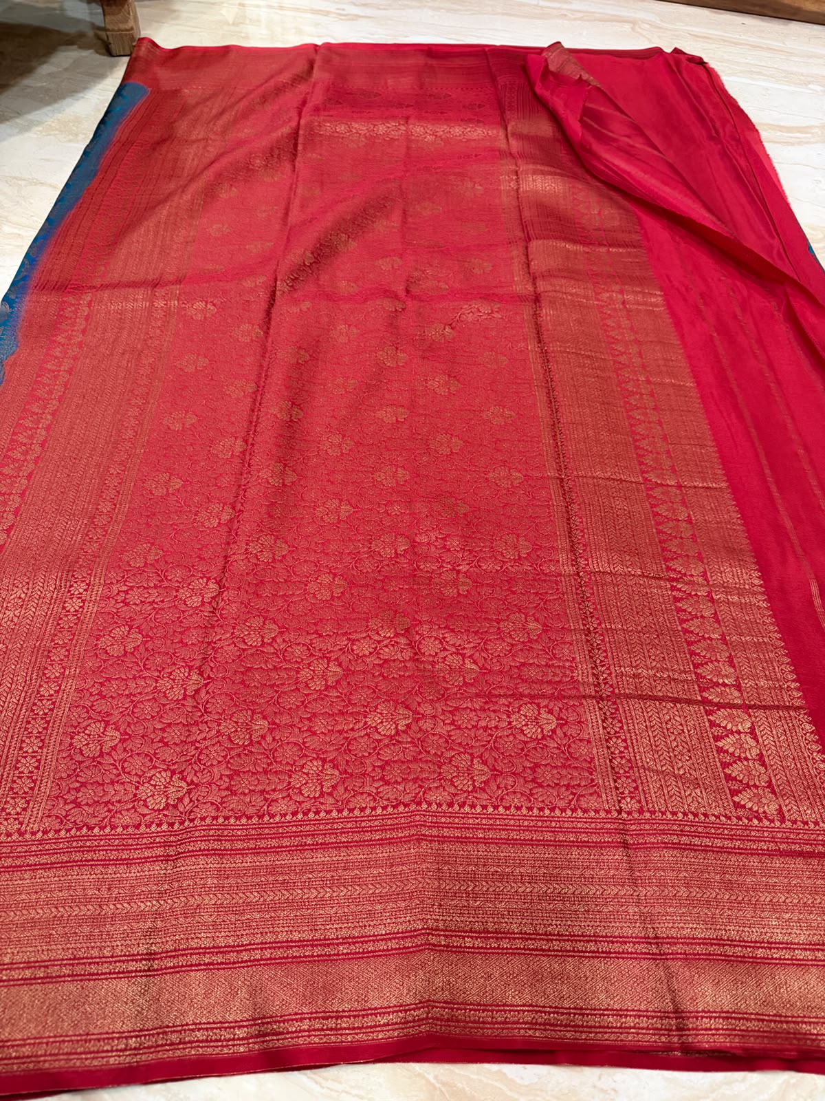 Pure Mysore Brocade Crepe Silk Saree With Antiq Zari Weave