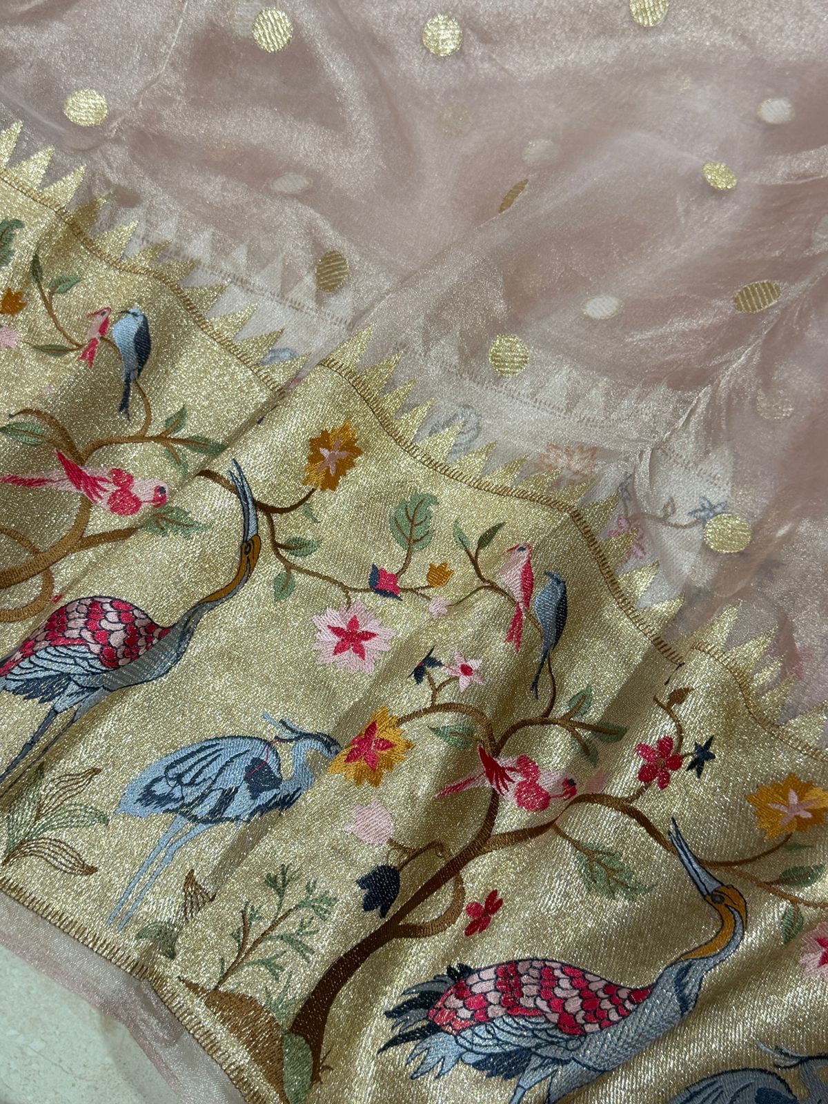 Banarasi Soft Tissue Silk Saree With Paithani Embroidery Border