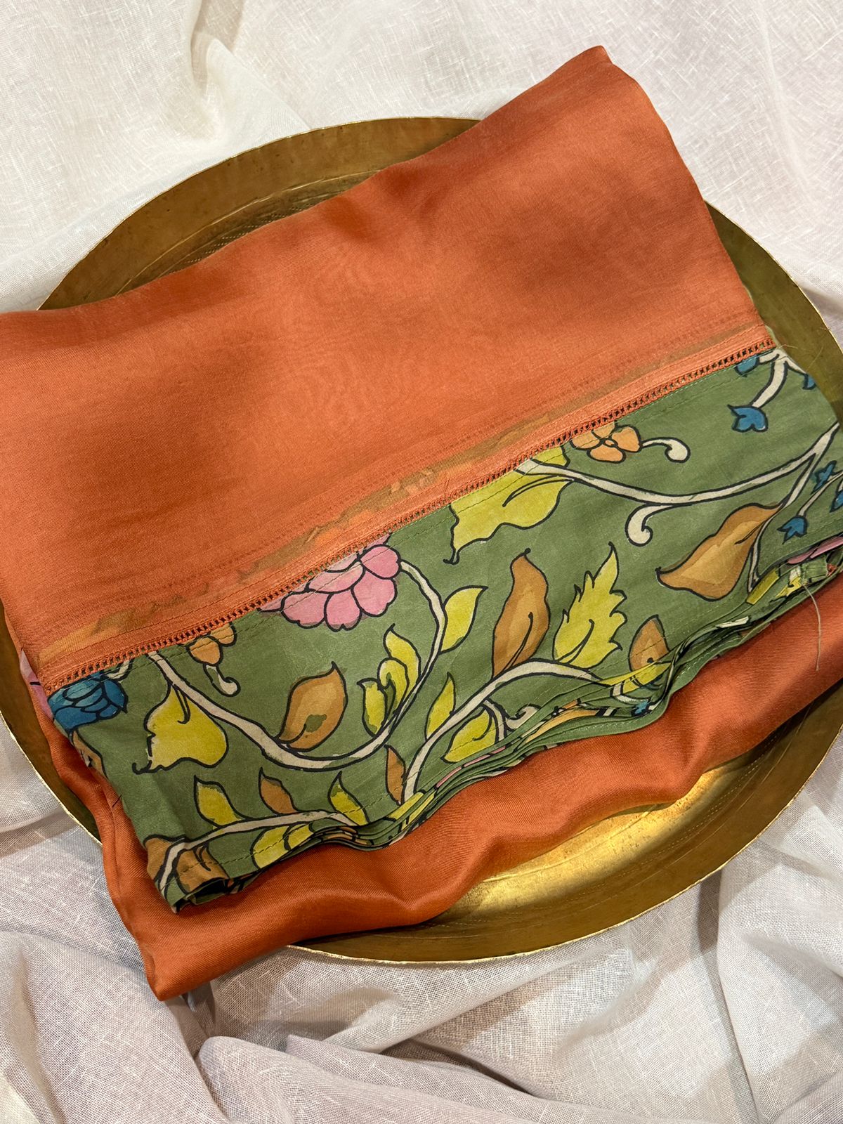 Elegant Organza Silk Saree with Modal Silk Kalamkari Border