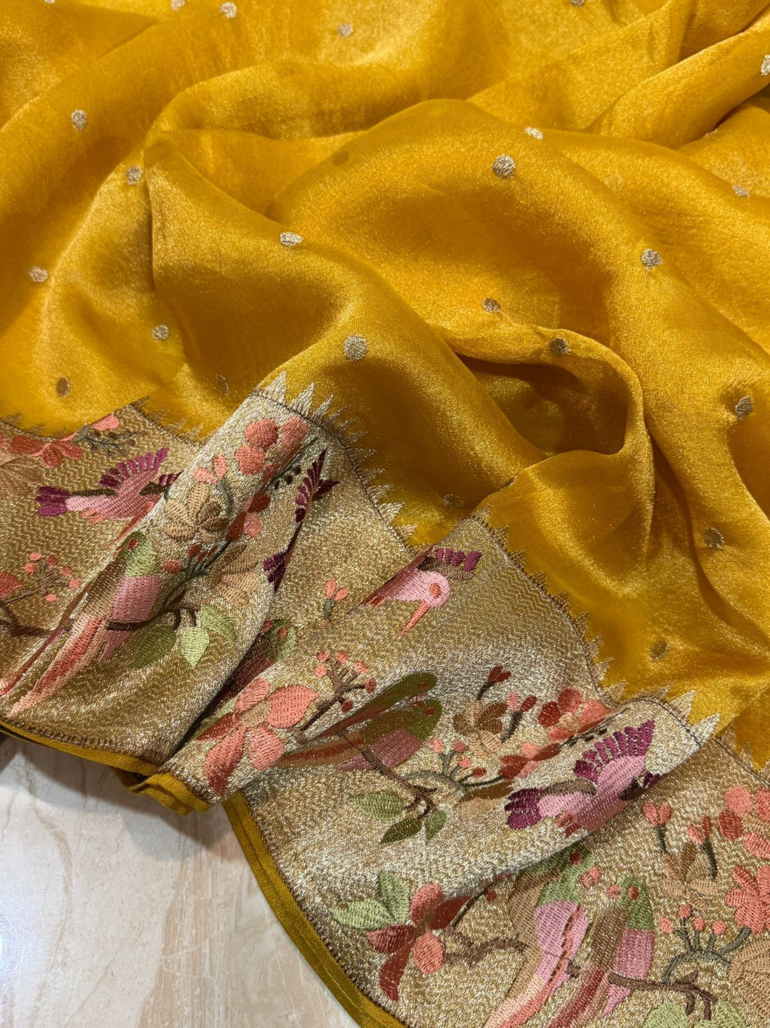 Premium Soft Tissue Silk Saree With Paithani Embroidery Border