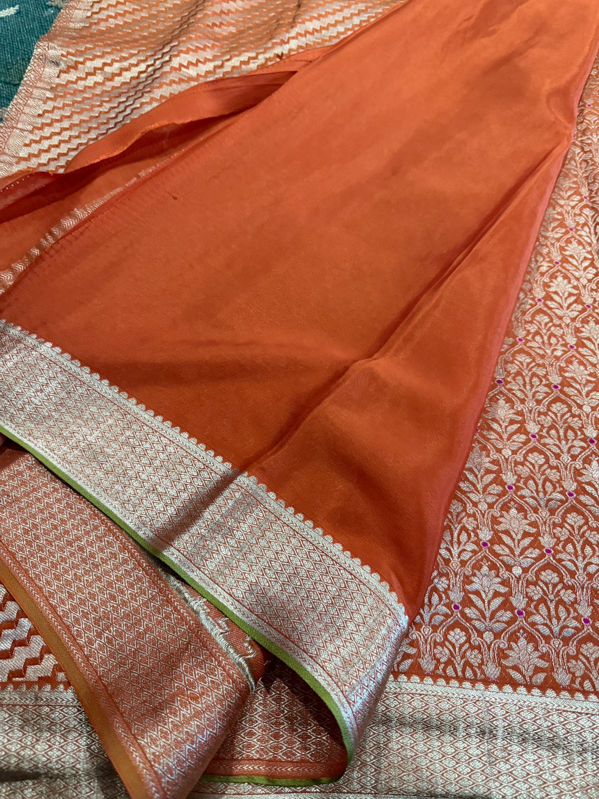 Pure Mysore Brocade Crepe Silk Saree With Meenakari Weave