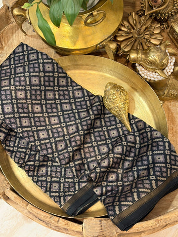 Chanderi Silk Cotton Hand Block Ajrakh Print