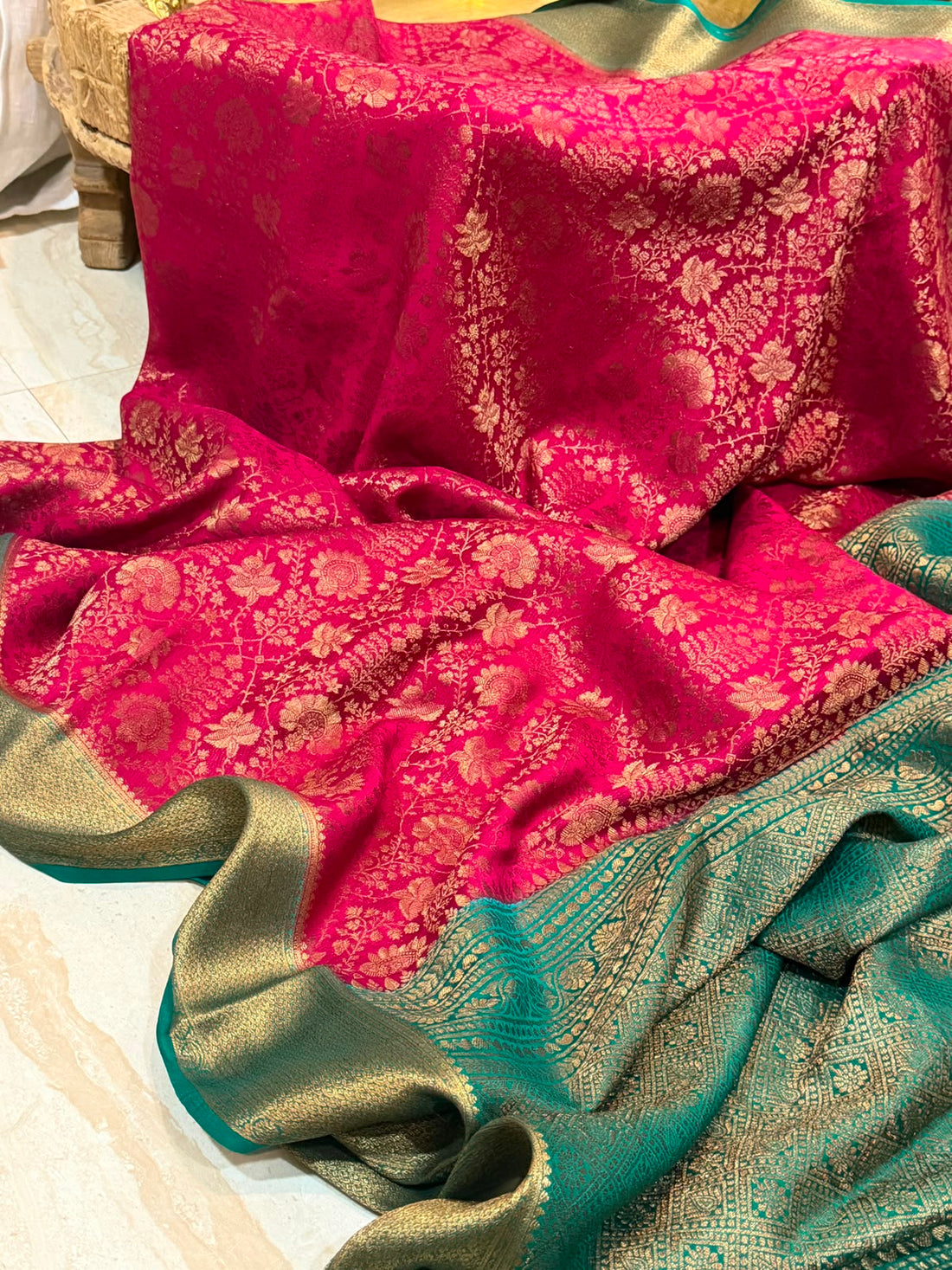 Mysore Brocade Crepe Silk With Antiq Zari Weave