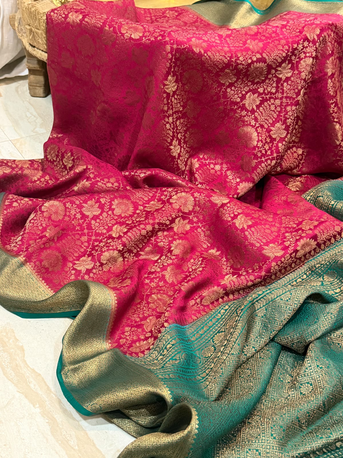 Mysore Brocade Crepe Silk With Antiq Zari Weave