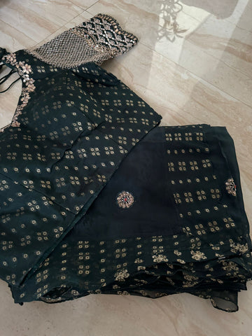 Elegant Satin Crepe Silk Designer Saree with Hand Zardozi Work