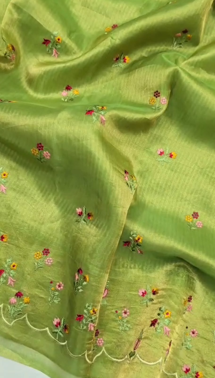 Pure Kora Tissue Silk Saree With Embroidery