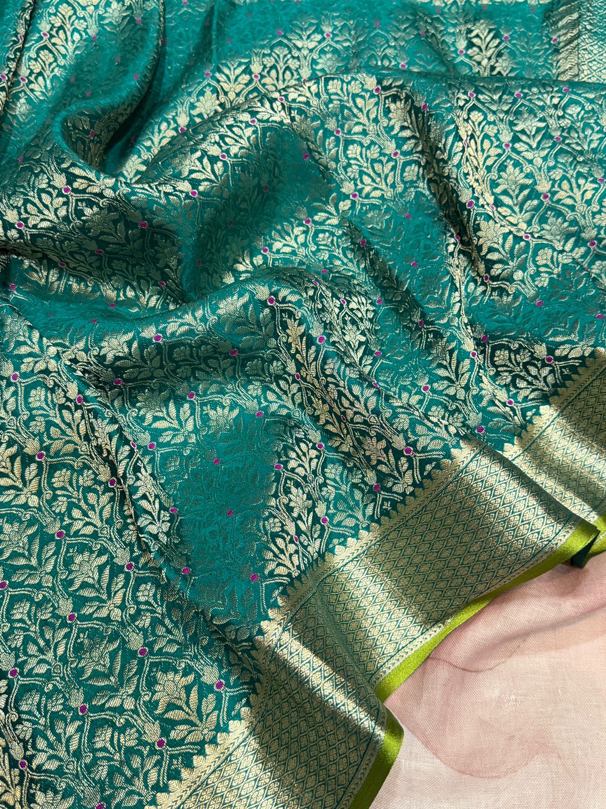 Mysore Brocade Crepe Silk Saree With Meenakari Weave