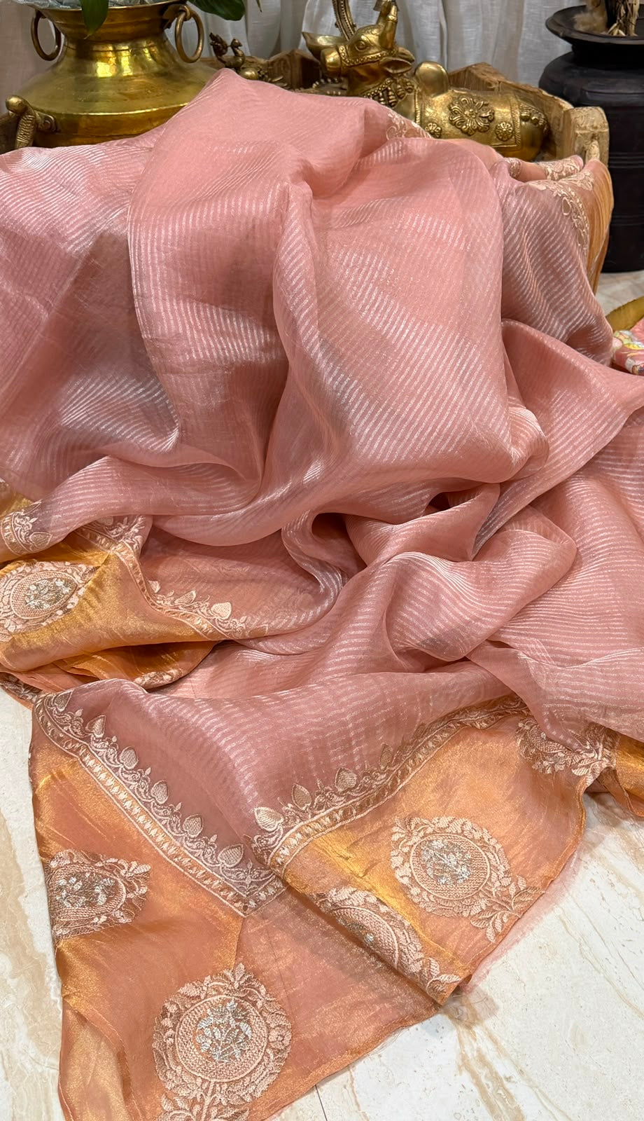 Pure Banarasi Soft Tissue Silk Saree With Embroidery Border Butta