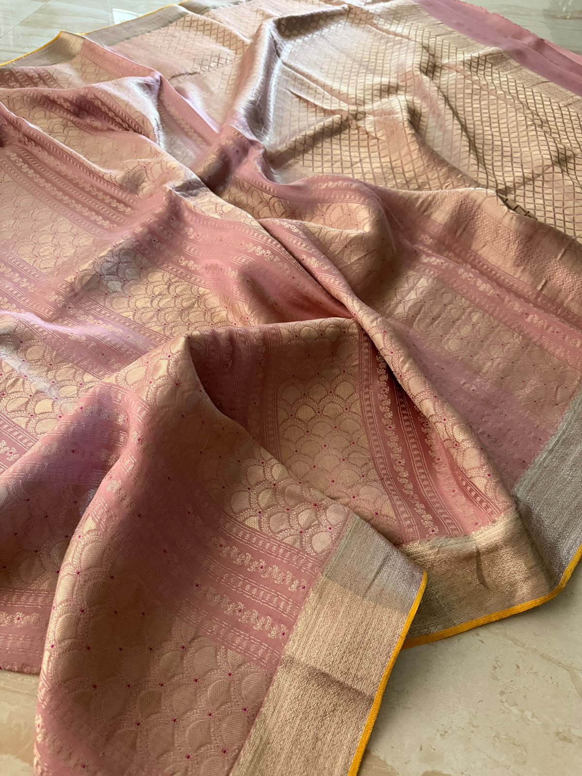 Pure Mysore Brocade Crepe Silk Saree With Meenakari