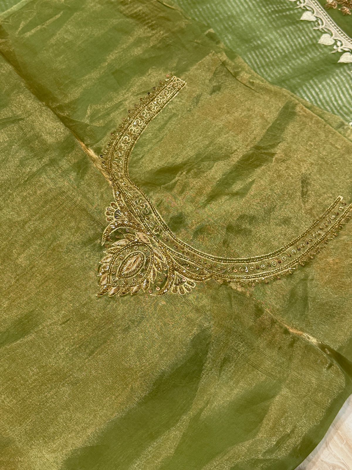Designer Banarasi Soft Tissue Silk Saree with Rich Zardozi Work