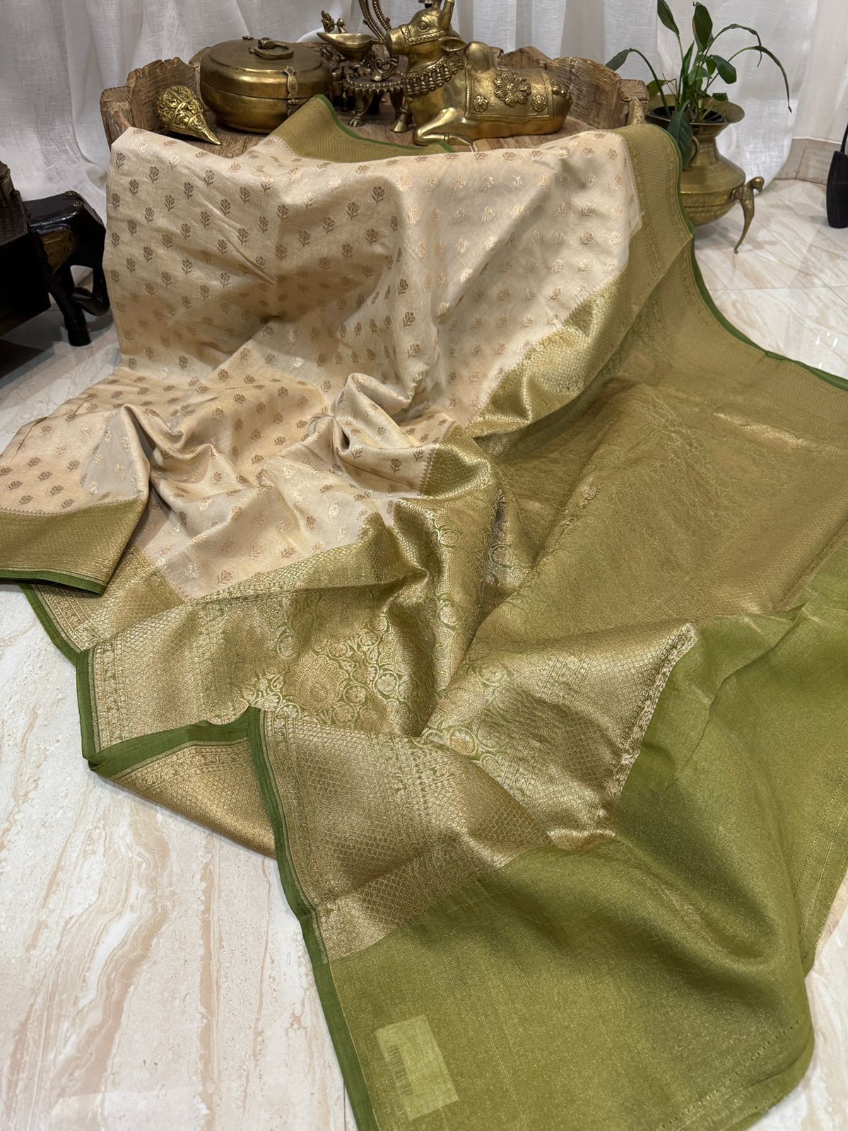 Banarasi Chanderi Soft Tissue Silk Saree With Zari Butta All Over