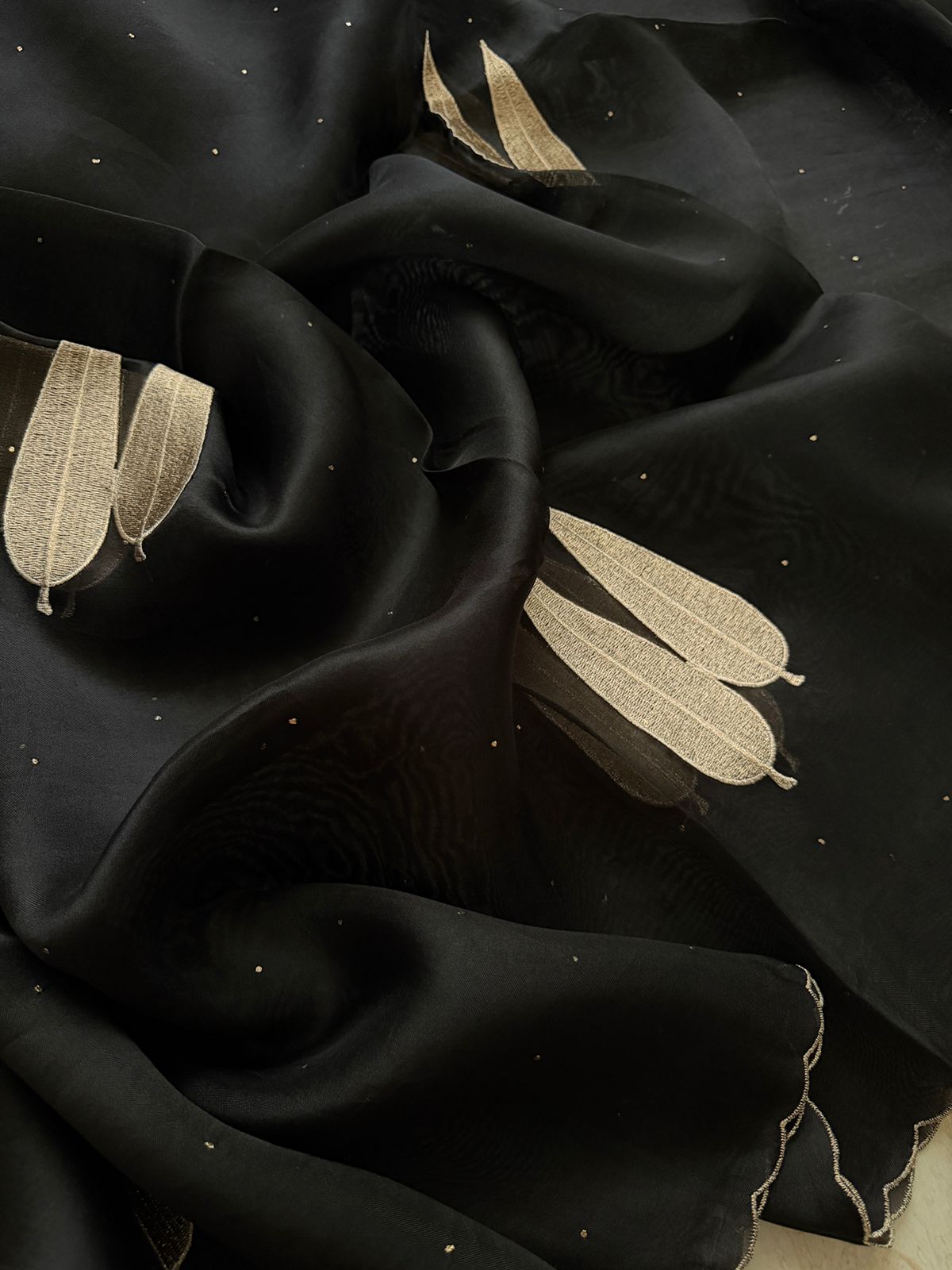 Pure Organza Elegance with Pita Leaf Motifs
