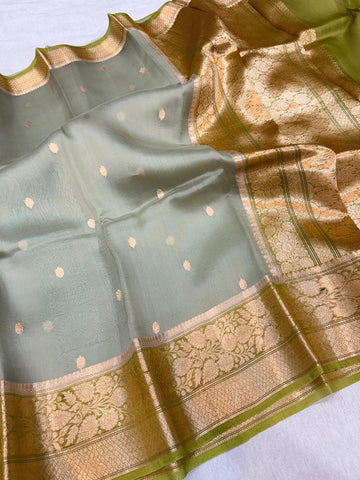 Pure Handloom Kora Banarasi Saree