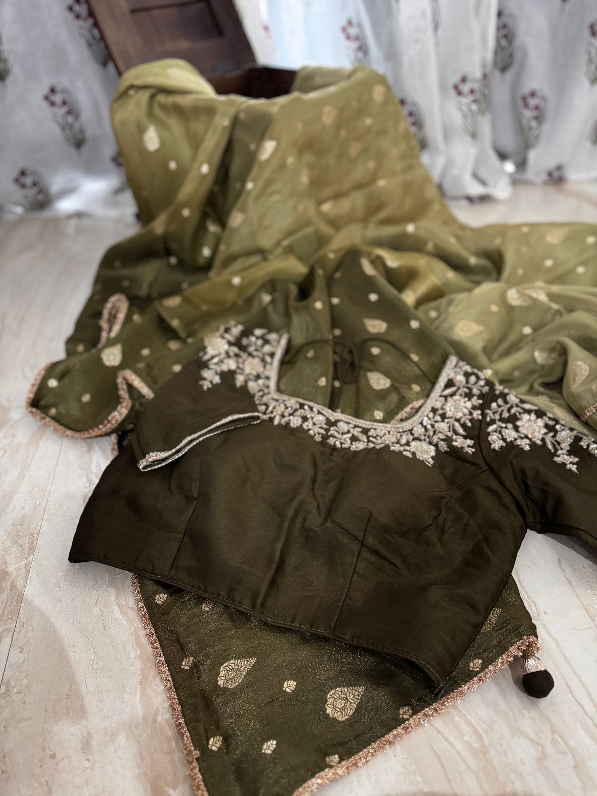 Designer Soft Tissue Silk Saree with Ready to Wear Blouse