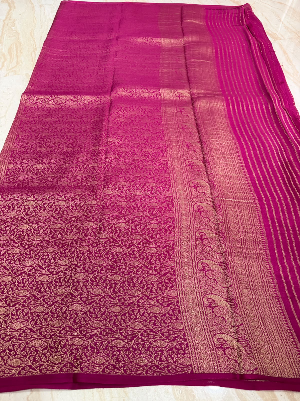 Borderless Mysore Crepe Silk Saree