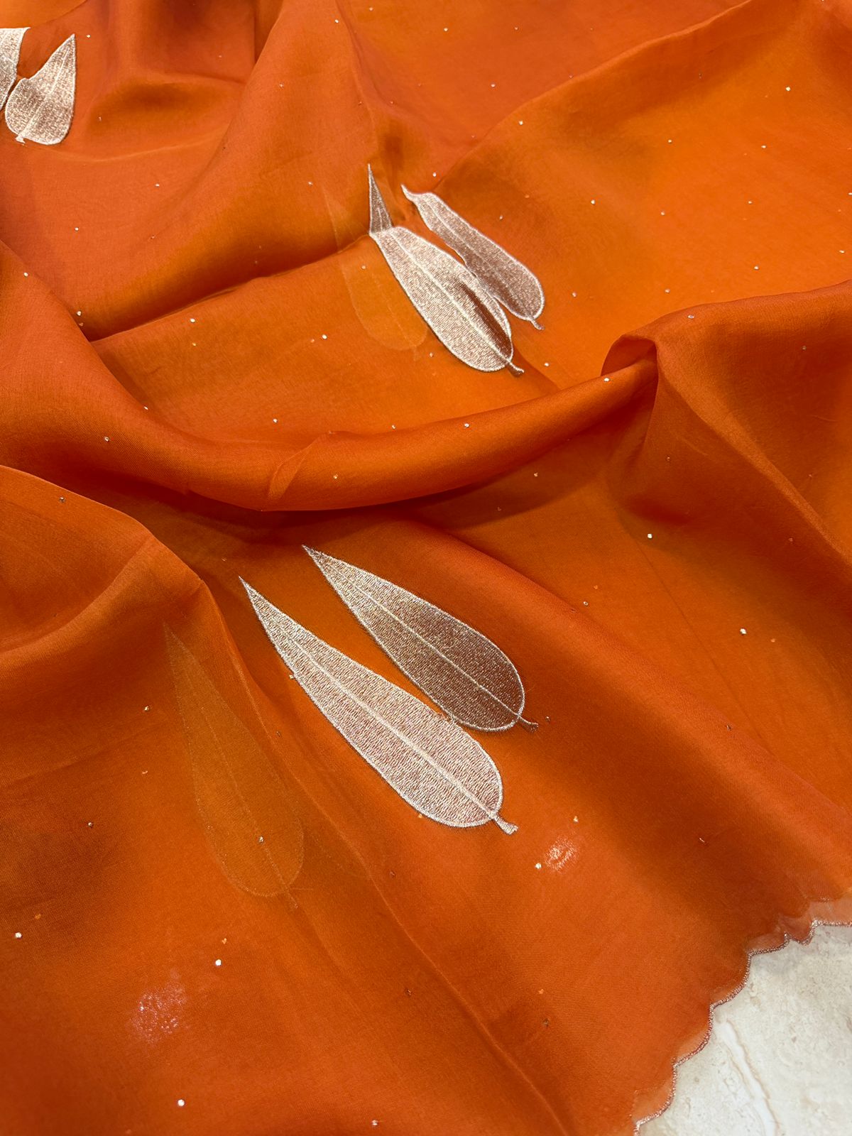 Pure Organza Elegance with Pita Leaf Motifs